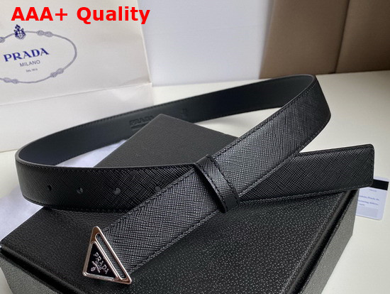 Prada Women Saffiano Leather Belt Black 1CC512 Replica