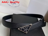 Prada Men Saffiano Leather Belt Metal Buckle with Enameled Metal Triangle Logo 2CM217 Replica