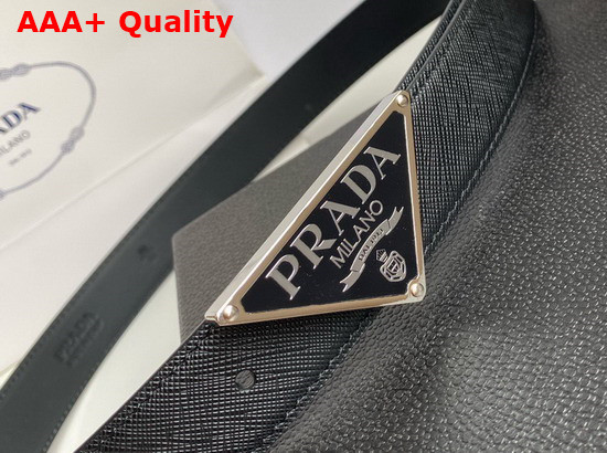 Prada Men Saffiano Leather Belt Metal Buckle with Enameled Metal Triangle Logo 2CM217 Replica