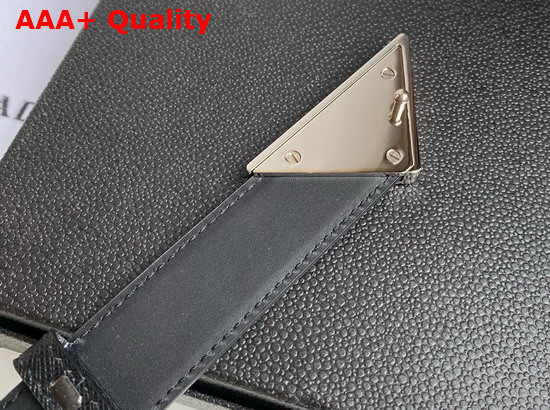 Prada Men Saffiano Leather Belt Metal Buckle with Enameled Metal Triangle Logo 2CM217 Replica