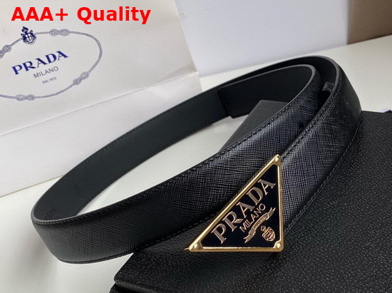 Prada Men Saffiano Leather Belt Metal Buckle with Enameled Metal Triangle Logo 2CM217 Replica