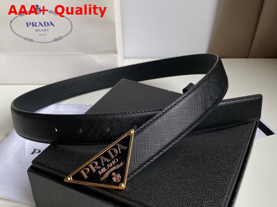 Prada Men Saffiano Leather Belt Metal Buckle with Enameled Metal Triangle Logo 2CM217 Replica