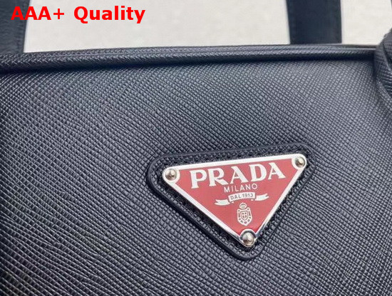 Prada Saffiano Leather Briefcase Black Red Replica