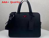 Prada Saffiano Leather Briefcase Black Red Replica