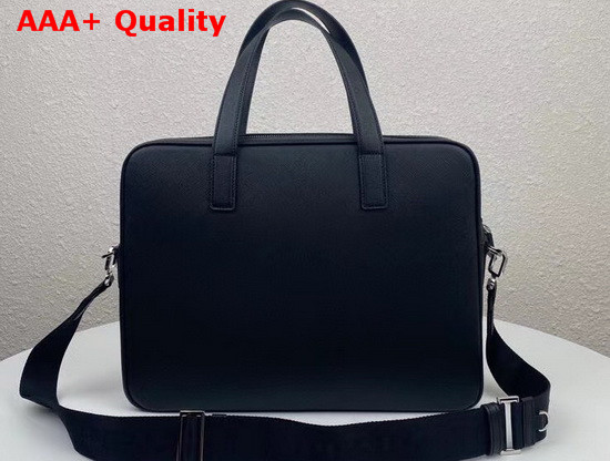 Prada Saffiano Leather Briefcase Black Red Replica