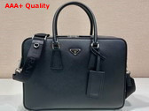 Prada Saffiano Leather Briefcase in Black 2VE022 Replica