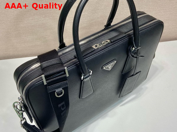 Prada Saffiano Leather Briefcase in Black 2VE022 Replica