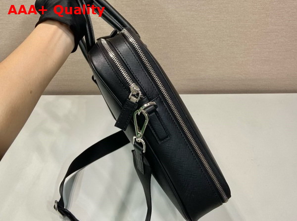 Prada Saffiano Leather Briefcase in Black 2VE022 Replica