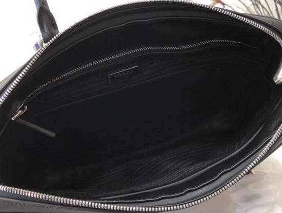 Prada Saffiano Leather Briefcase in Black Printed Saffiano Leather