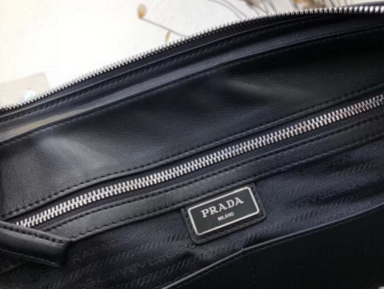 Prada Saffiano Leather Briefcase in Black Printed Saffiano Leather