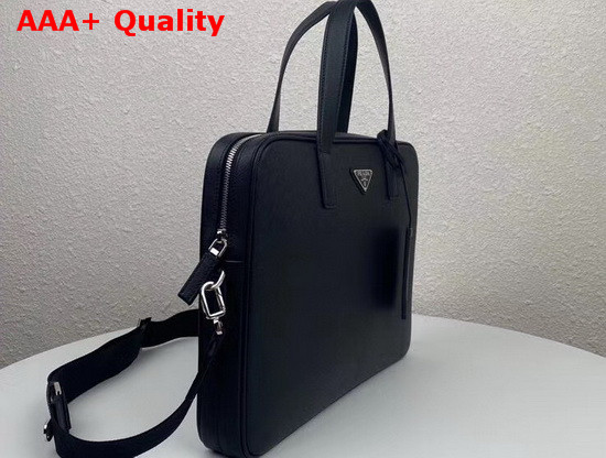 Prada Saffiano Leather Briefcase in Black Replica