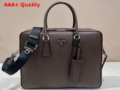 Prada Saffiano Leather Briefcase in Coffee 2VE022 Replica