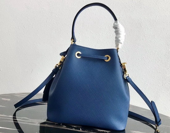 Prada Saffiano Leather Bucket Bag in Blue