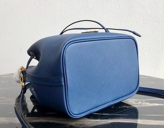 Prada Saffiano Leather Bucket Bag in Blue