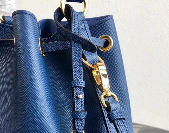 Prada Saffiano Leather Bucket Bag in Blue