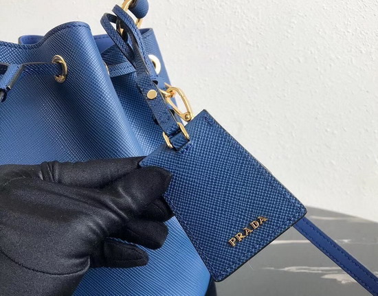 Prada Saffiano Leather Bucket Bag in Blue