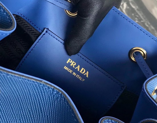 Prada Saffiano Leather Bucket Bag in Blue