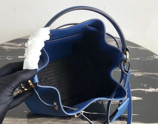 Prada Saffiano Leather Bucket Bag in Blue