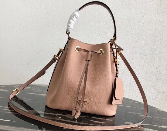 Prada Saffiano Leather Bucket Bag in Nude