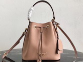 Prada Saffiano Leather Bucket Bag in Nude