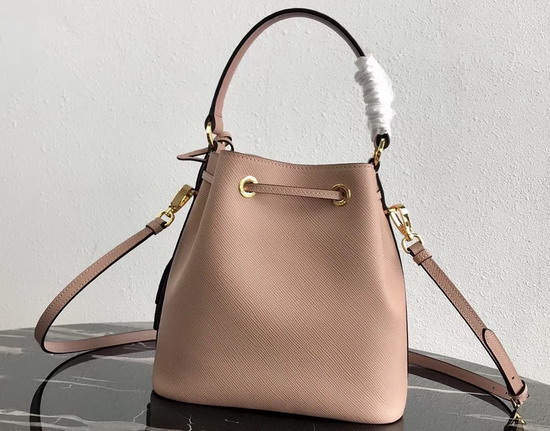 Prada Saffiano Leather Bucket Bag in Nude