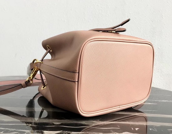 Prada Saffiano Leather Bucket Bag in Nude