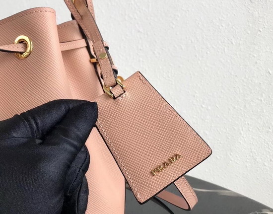 Prada Saffiano Leather Bucket Bag in Nude