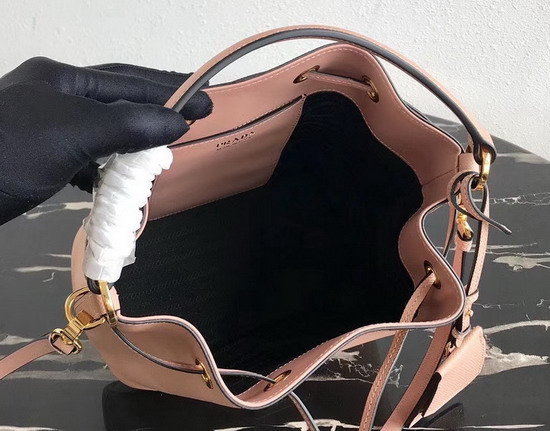 Prada Saffiano Leather Bucket Bag in Nude