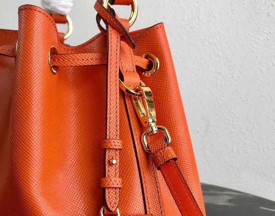 Prada Saffiano Leather Bucket Bag in Orange