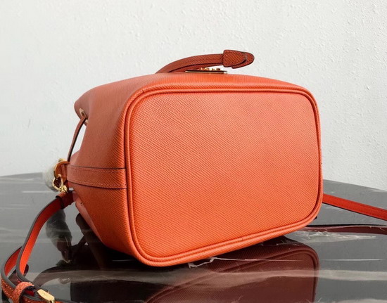 Prada Saffiano Leather Bucket Bag in Orange