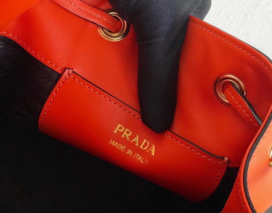 Prada Saffiano Leather Bucket Bag in Orange