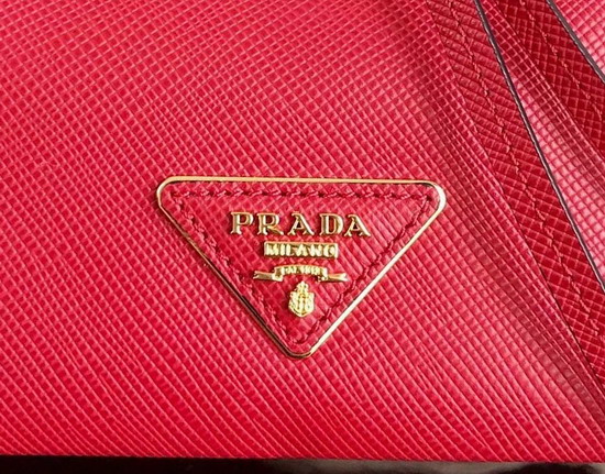 Prada Saffiano Leather Bucket Bag in Red