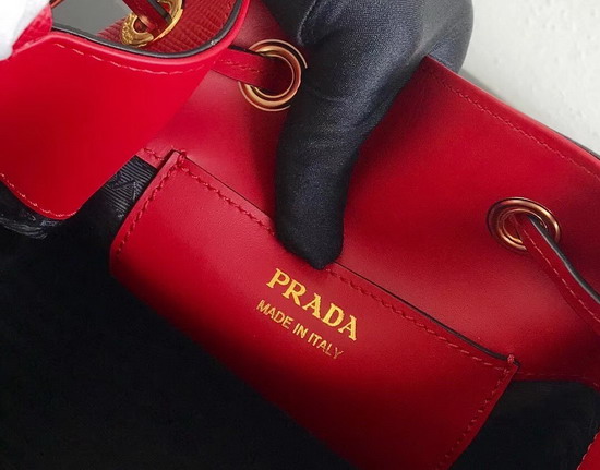 Prada Saffiano Leather Bucket Bag in Red