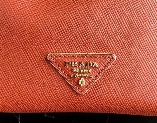 Prada Saffiano Leather Bucket Bag in Rust