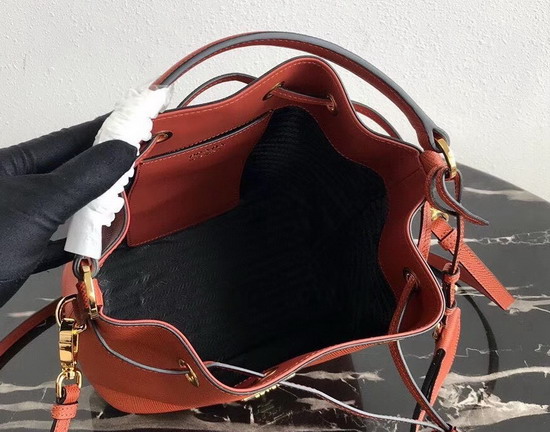 Prada Saffiano Leather Bucket Bag in Rust