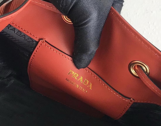 Prada Saffiano Leather Bucket Bag in Rust