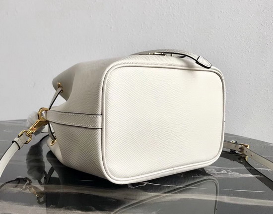 Prada Saffiano Leather Bucket Bag in White