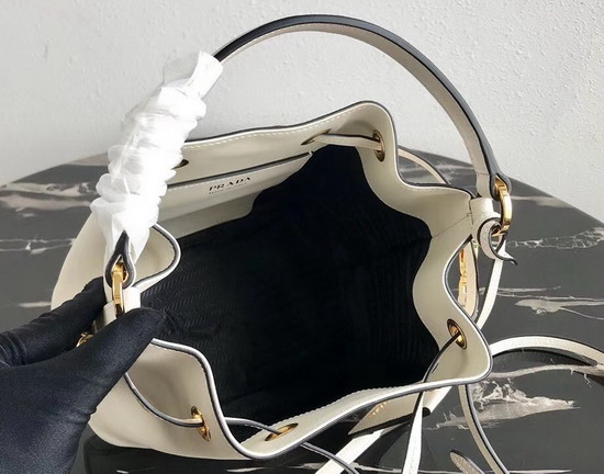 Prada Saffiano Leather Bucket Bag in White