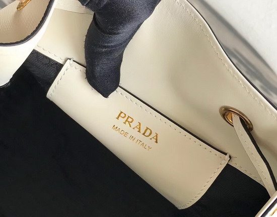 Prada Saffiano Leather Bucket Bag in White