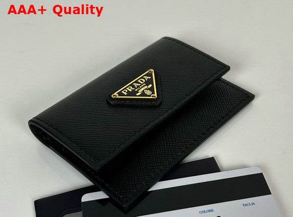 Prada Saffiano Leather Card Holder in Black 1MF028 Replica