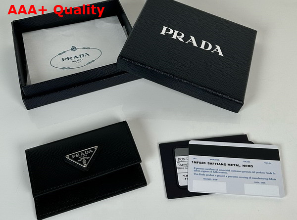 Prada Saffiano Leather Card Holder in Black 1MF028 Replica