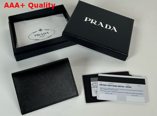 Prada Saffiano Leather Card Holder in Black 1MF028 Replica