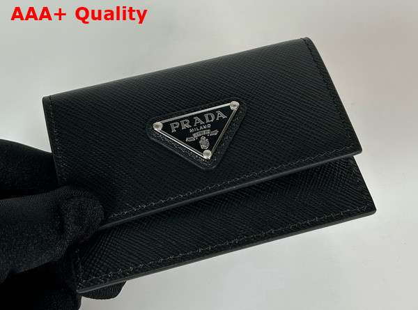 Prada Saffiano Leather Card Holder in Black 1MF028 Replica