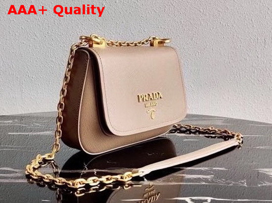 Prada Saffiano Leather Chain Shoulder Bag in Beige Replica