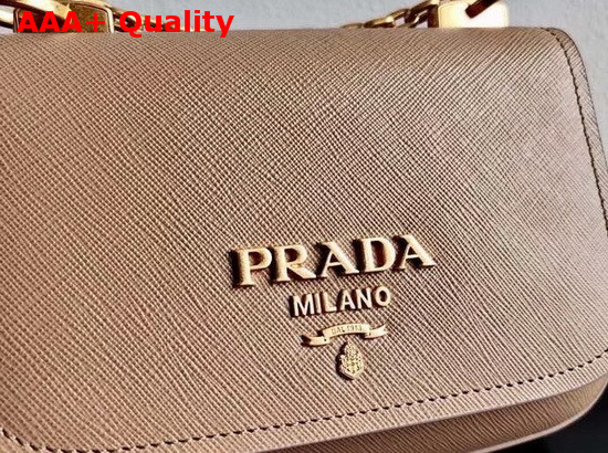 Prada Saffiano Leather Chain Shoulder Bag in Beige Replica