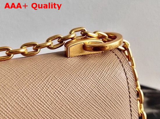 Prada Saffiano Leather Chain Shoulder Bag in Beige Replica