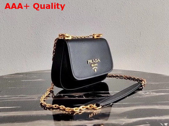 Prada Saffiano Leather Chain Shoulder Bag in Black Replica