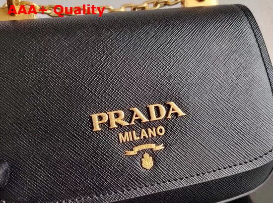 Prada Saffiano Leather Chain Shoulder Bag in Black Replica