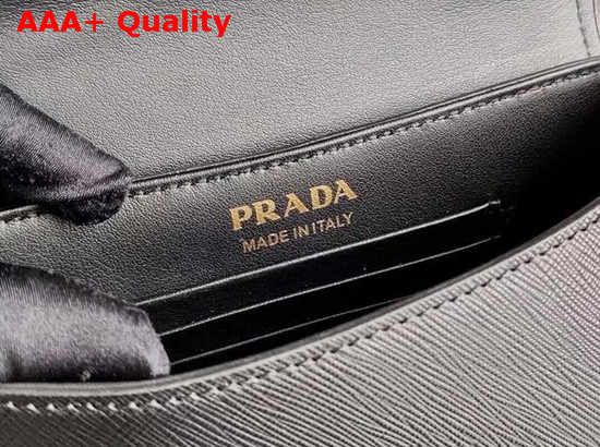 Prada Saffiano Leather Chain Shoulder Bag in Black Replica