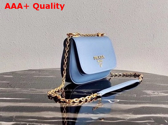 Prada Saffiano Leather Chain Shoulder Bag in Blue Replica